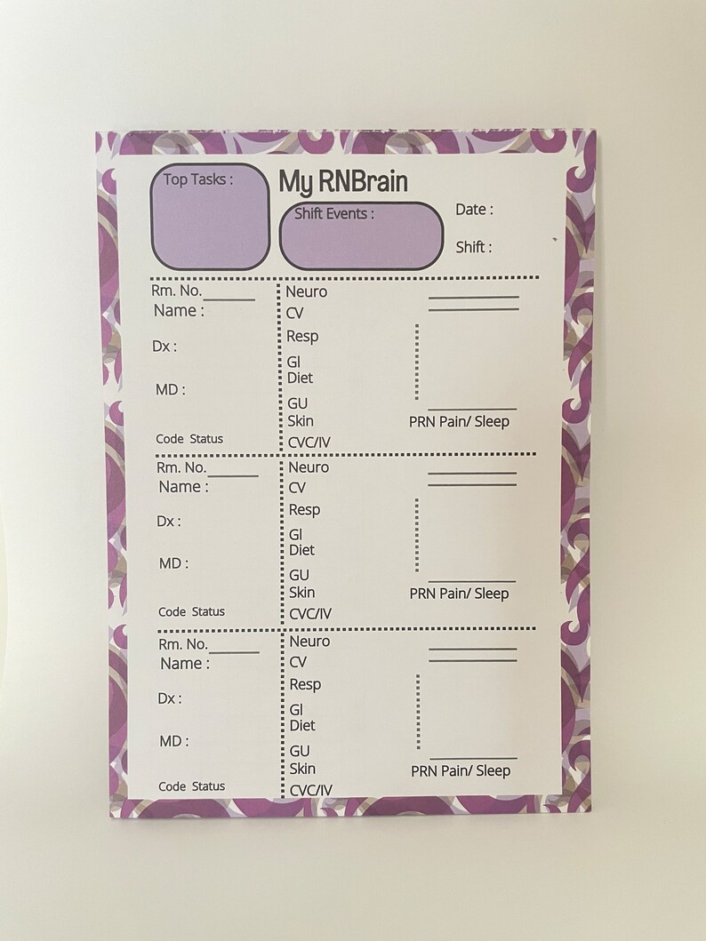 Notepads for Nurses' Bedside Report Etsy