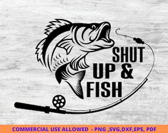 Zamknij się i łowić ryby Svg, Wędkarstwo svg, clipart wędkarski, ryba png, wędkowanie słodka sztuka, wędkarstwo cricut, słodkie svg, pliki do cięcia SVG, DXF