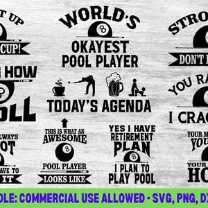 Billiards Svg, Pool Player Svg, Billiard Svg, Pool Svg, Billiards Dxf, Eps 10 Bundle, funny Billiards,Pool SVG, Png pdf,Digital Printable