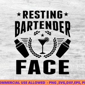 Ruhendes Gesicht Barkeeper SVG, Bar svg, Barkeeper Sprüche, Barkeeper Humor svg, png, DXF, EPS, Pdf geschnittene Dateien für Handwerker, digitale Downloads