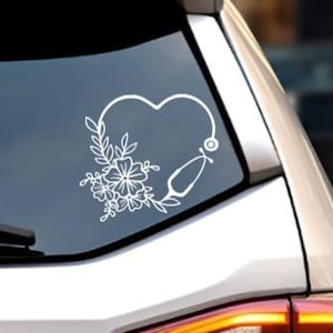 Floral Heart Stethoscope Decal: Nurse Paramedic Medical Sticker