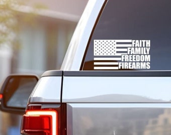 American Flag Decal: Patriotic Faith Family Freedom Sticker