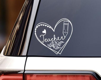 Adesivo floreale a forma di cuore per insegnanti: regalo per educatori