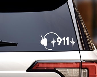 Adesivo per centralinista del 911: adesivo con caduceo e battito cardiaco - Laptop, auto