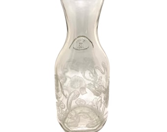 Vintage Paul Masson Etched Wine Carafe – Norman Kosarin 1988 Art Glass Decanter