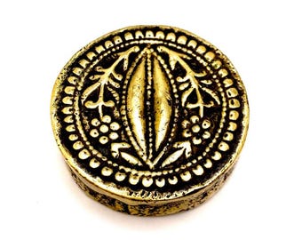 Antique Brass Butter Print Mold – Floral Farmhouse Butter Stamp, Primitive Kitchen Tool