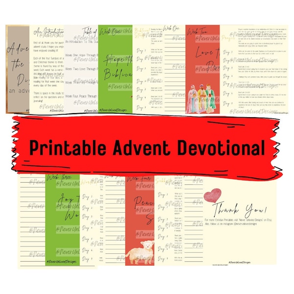 Dévotion de l’Avent imprimable, Imprimable de l’Avent, Dévotion de Noël, Journal biblique de Noël Calendrier de l’Avent imprimable