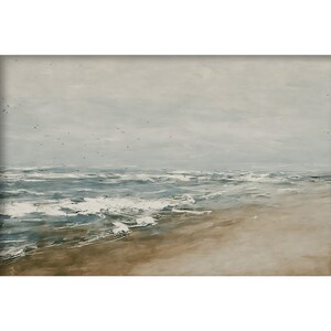Beautiful Coastal Oil Painting, Waves on Beach, Printable Digital Download , House Wall Art Décor