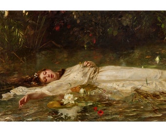 Classical Painting- Ophelia by Friedrich_Heyser, Printable Digital Download , House Wall Art Décor