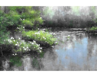 Schöne Wasserlandschaft, druckbare digitaler Download, Haus Wand Kunst Dekor