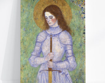 Ritratto dipinto di Santa Giovanna d'Arco, Download digitale stampabile, Arredamento d'arte della parete della casa