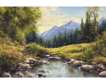 Schöne Wasserlandschaft, druckbare digitaler Download, Haus Wand Kunst Dekor