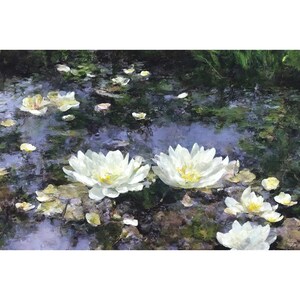 Contemporary Painting- Lily pond, Printable Digital Download , House Wall Art Décor
