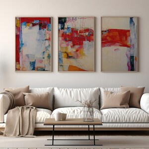 A triptych of a modern abstract painting , Printable Art. Modern Decorative Art, Instant Download