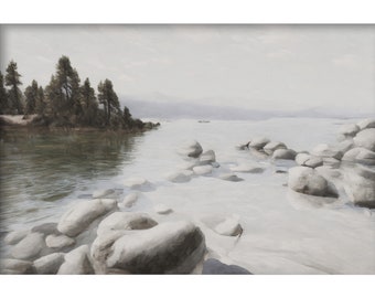 Lake Tahoe Painting , Printable Digital Download , House Wall Art Décor