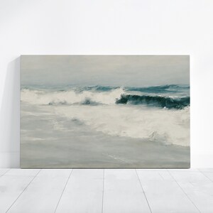 Beautiful Coastal Oil Painting, Waves on Beach, Printable Digital Download , House Wall Art Décor