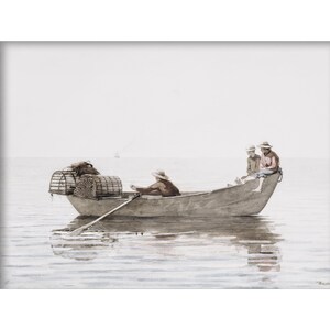 Classical Painting Titled - Three Boys in a Dory with Lobster Pots, Printable Digital Download, Vintage and Modern , House Wall Art Décor