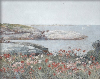 Classical Painting- Titled - Poppies Isles of Shoals 1891 , Printable Digital Download , House Wall Art Décor