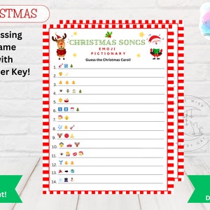 Christmas Songs Emoji Pictionary, Christmas Songs Game, Christmas Guessing Game, Christmas Music Emoji Quiz, Kids Christmas Activity