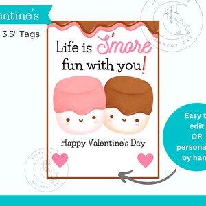 Das Leben ist mehr Spaß mit Ihnen Valentinstagskarten, süße Valentinstagskarten für die Schule, Kinder-Valentinstagsgeschenkanhänger, bearbeitbarer Valentinstag