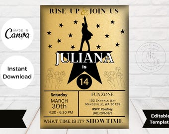 Hamilton the Musical Birthday Invite, Hamilton Birthday Party Invitation, Alexander Hamilton Party Invite, Hamilton Musical Digital Invite