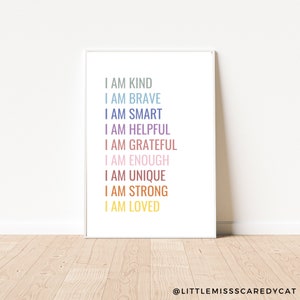 Student Affirmations Poster, Affirmations Wall Art, Affirmations for Kids, I Am Affirmations, Homeschool Decor, Classroom Wall Art,