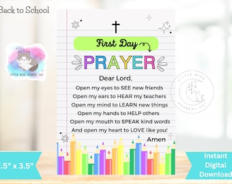 First Day of School Prayer Card, Students, Sunday School (Digital Download)