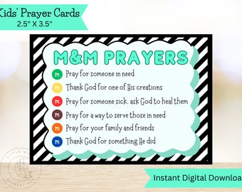 M&M Prayer Card for Kids/Students, Student Prayer Card, Sunday School Prayer