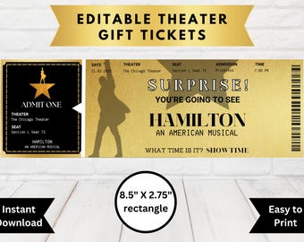 Printable Hamilton Souvenir Ticket | Broadway Musical Keepsake (Digital Download)
