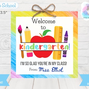 Welcome to Kindergarten Treat/Favor Tags, Back to School Gift Tags, Welcome back favor tags, Treat Tags for Students, Student Gift