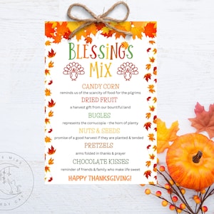 Thanksgiving &quot;Blessings Mix&quot; Favor Tags