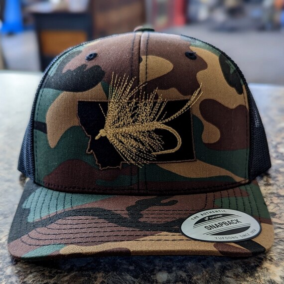 Montana Hat Fly Fishing Hat Montana Fly Fishing Gifts for Him Trucker Hat  Camouflage Hat Fly Fish Embroidered Hat 
