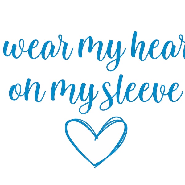 I wear my heart on my sleeve printable tshirt graphic t-shirt heart t shirt vinyl heart sleeve printable png pdf jpg svg