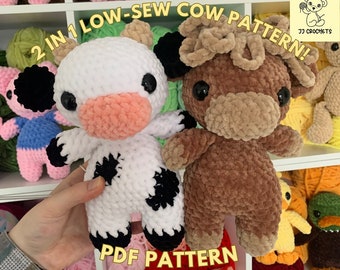 Low-Sew 2 in 1 Cow Pattern / Cow and Highland Cow Pattern / Crochet Cow Pattern