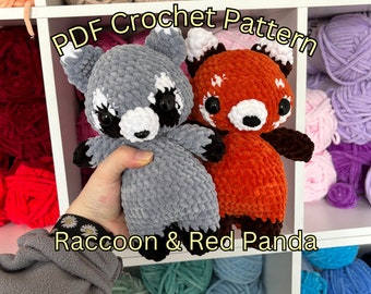 Low-Sew Raccoon and Red Panda Pattern Pack / PDF Pattern / Crochet Pattern