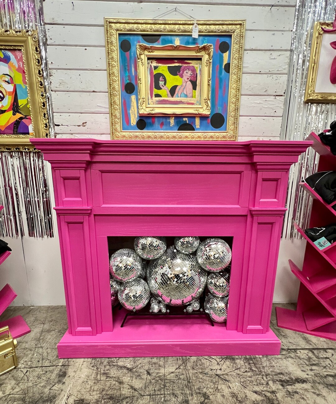 Hot Pink Disco Ball Fireplace Mantle Etsy