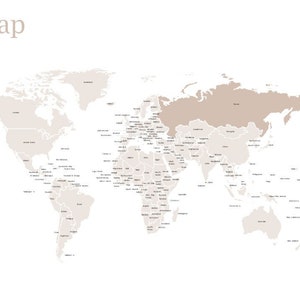 Carte vierge du monde en PDF à imprimer. Liste des Pays