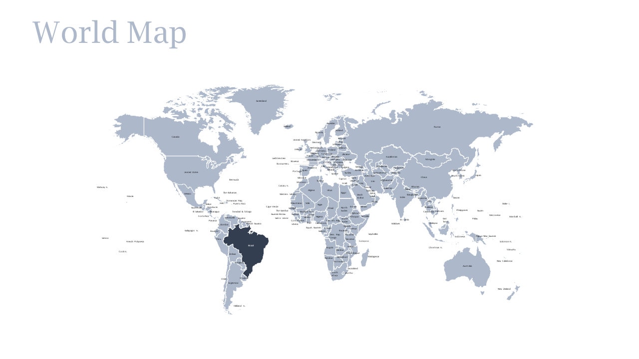 Editable World Map Powerpoint Template Etsy