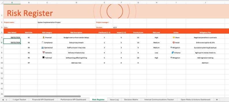 Project Management Excel Template | Action Tracker, KPI Dashboard (Instant Download) image 5