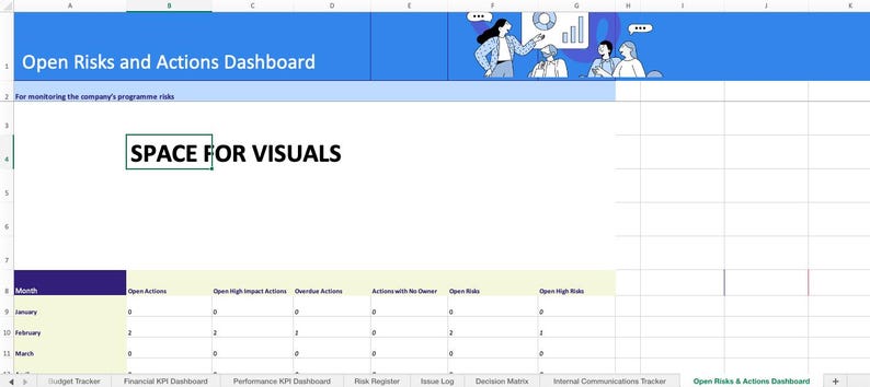 Project Management Excel Template | Action Tracker, KPI Dashboard (Instant Download) image 7