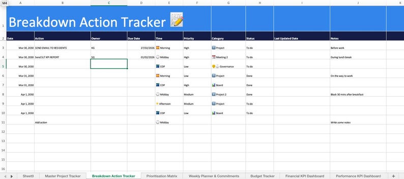 Project Management Excel Template | Action Tracker, KPI Dashboard (Instant Download) image 3