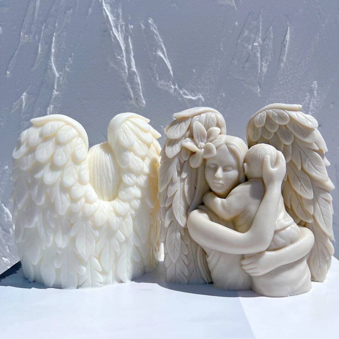 Mom Angel and Baby Candle, Sculptural Candle, Gift for Mom, Angel