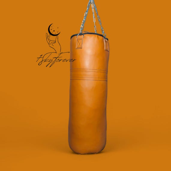 Sac De Frappe Rétro En Cuir 4 Pieds - Nicosia Enterprises - Sac Lourd Beige Pour Boxe