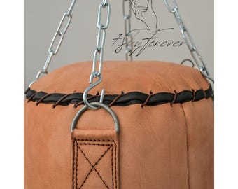 Saco de boxeo vintage de cuero nobuk: saco de arena de entrenamiento de boxeo de piel de vaca