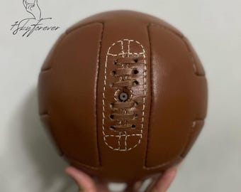 Handmade Leather Soccer Ball: 1930s World Cup T-Panel Style