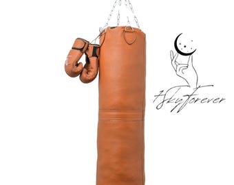 Saco de boxeo de cuero vintage, saco de arena para entrenamiento pesado