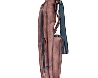 Handmade Tanned Leather Golf Club Bag, Retro Vintage Style