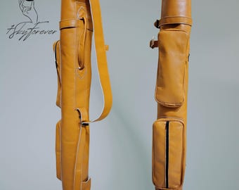 Handmade Leather Golf Club Bag: Vintage Style with Ball Bag