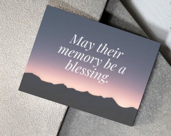 Jewish Sympathy Card | Bereavement Card | May Their Memory Be a Blessing | Sympathy Greeting Card | Funeral Card | Shiva Card | Condolences