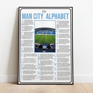 Man City Alphabet Wall art, poster, Manchester, Birthday present, football wall art, unofficial